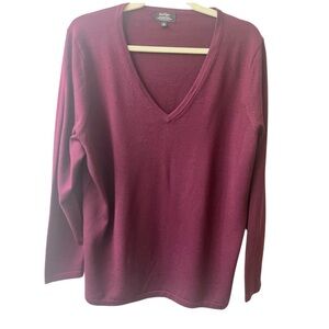 Lord & Taylor plum color Extra Fine Merino wool sweater. Size 1X #10253